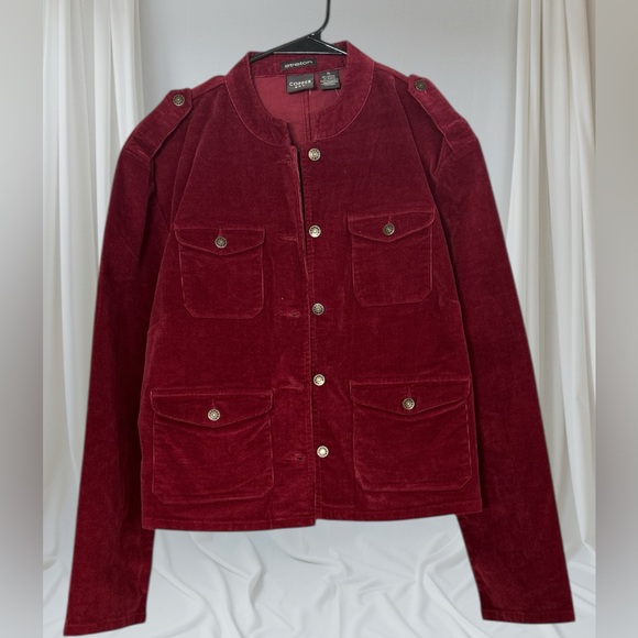 Copper Key Jackets & Blazers - Copper Key Deep Red Velvet Utility Jacket